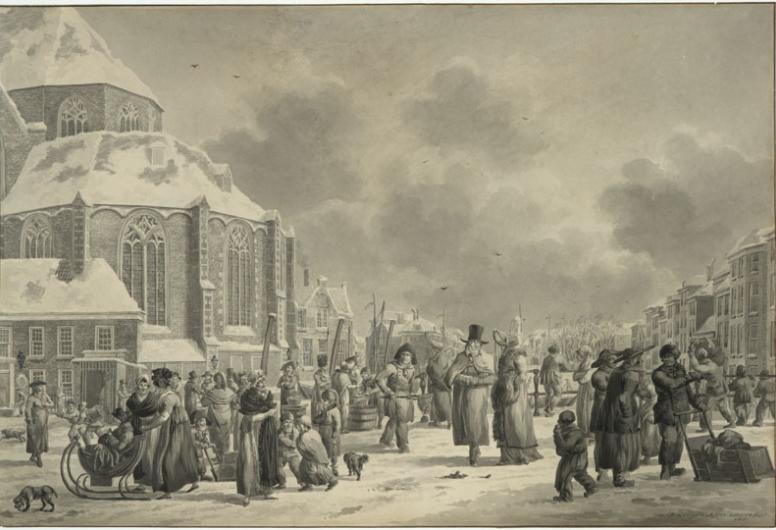 Winterse boerenvismarkt achter de Sint-Laurenskerk.