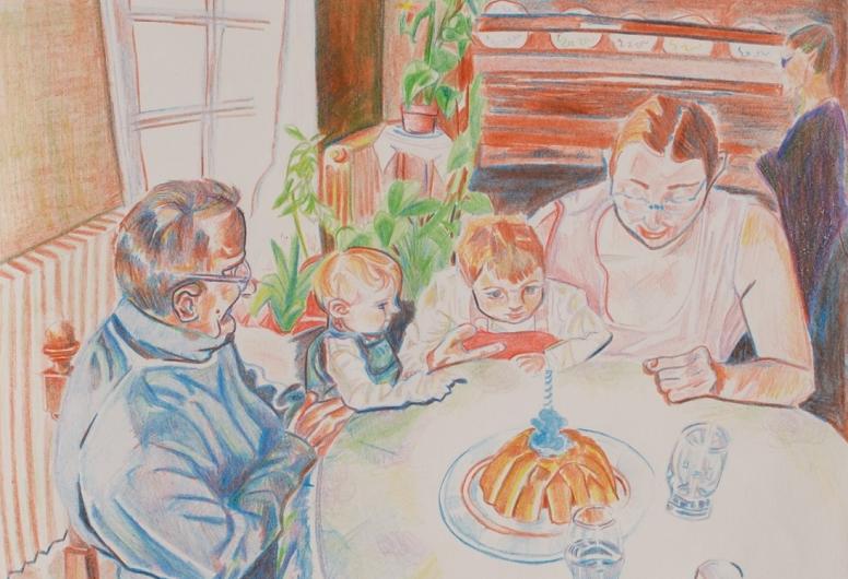 Tekening De eettafel door Minne Ponsen