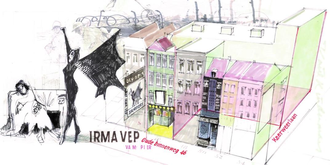 Tekening Karel Kindermans 2001: Irma Vep