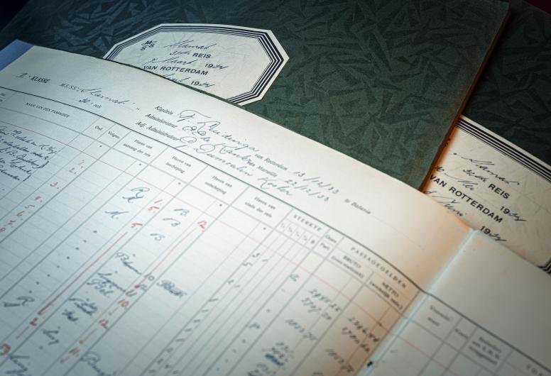 Een passagierslijst uit het archief van de Holland-Amerika Lijn.