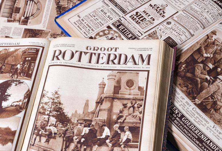 Het tijdschrift 'Groot Rotterdam' uit de bibliotheekcollectie.