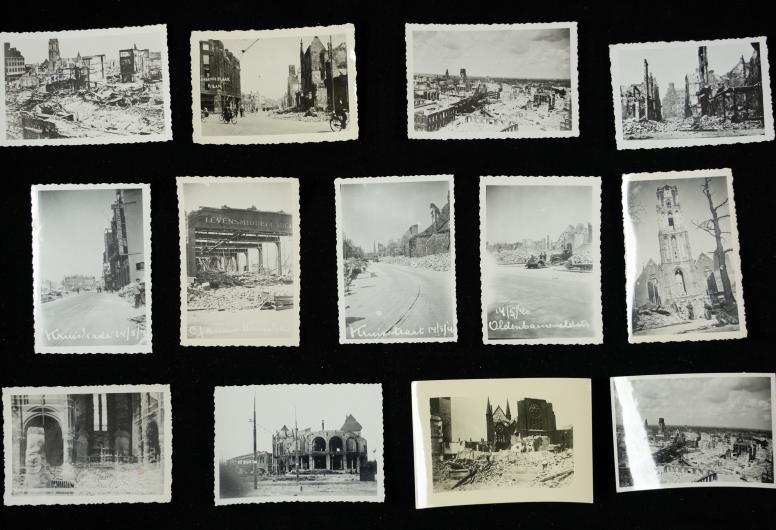 Losse puinfoto's, sommige glimmend