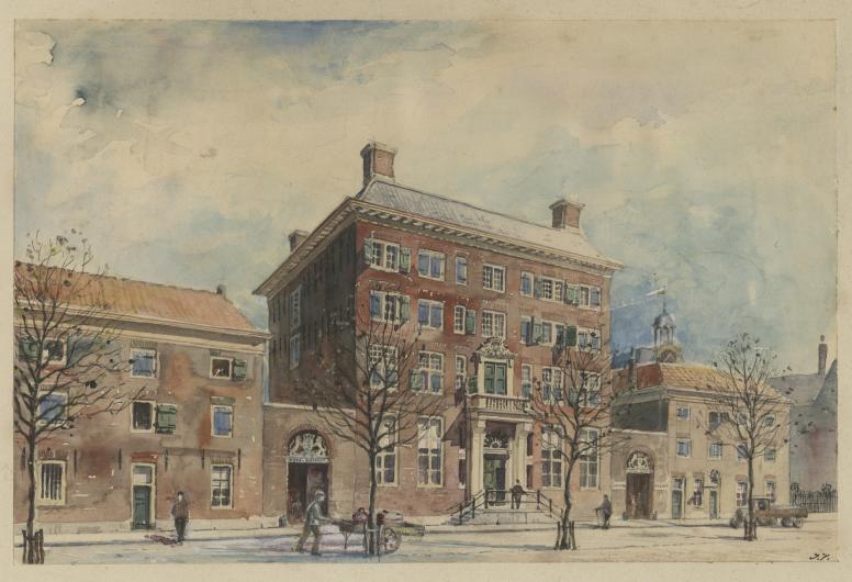 Het Oost-Indisch Huis aan de Boompjes op nummer 90. Getekend in 1936 door J. Verheul. Collectie Verheul 4081, documentnummer 1971-2198