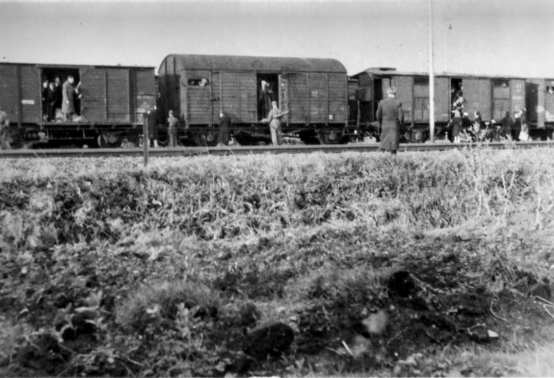 Oponthoud op het goederen emplacement in Haarlem, 10 november 1944.