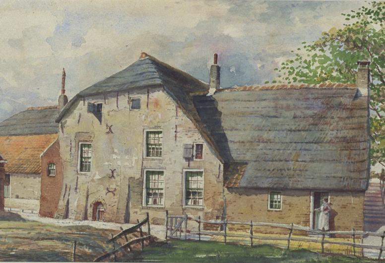 Boerderij aan de Welhoekschedijk te Poortugaal. Bouwjaar 1597; afgebroken 1970.